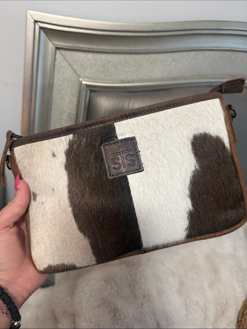 STS Ranchwear Brown & White Haircalf Wristlet Clutch READ DESCRIPTION!!!